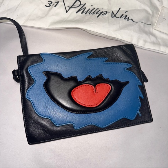 🐝🐝SOLD🐝🐝3.1 PHILLIP LIM Ames Patchwork Black Leather Flap Crossbody Bag - Picture 7 of 12